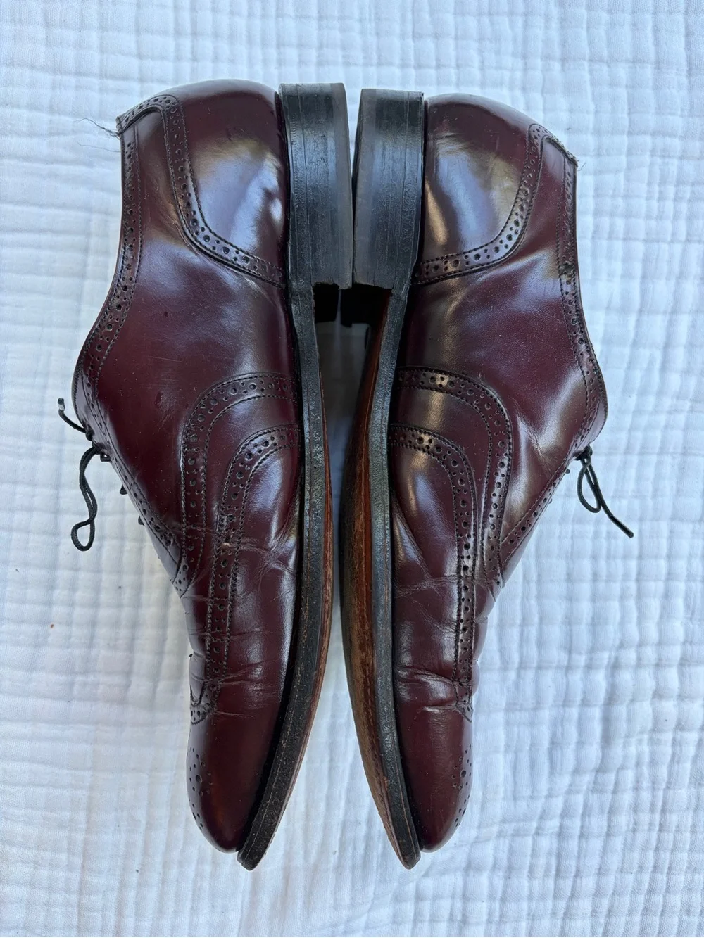 Vintage Bostonian Foot Savers Men’s 11.5 Burgundy Leather Wingtip Oxford USA